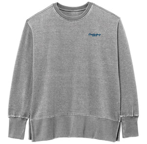 Ladies grey crew with side slit