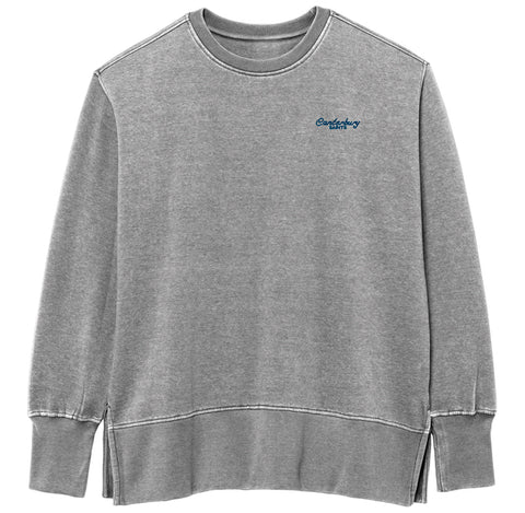 Ladies grey crew with side slit