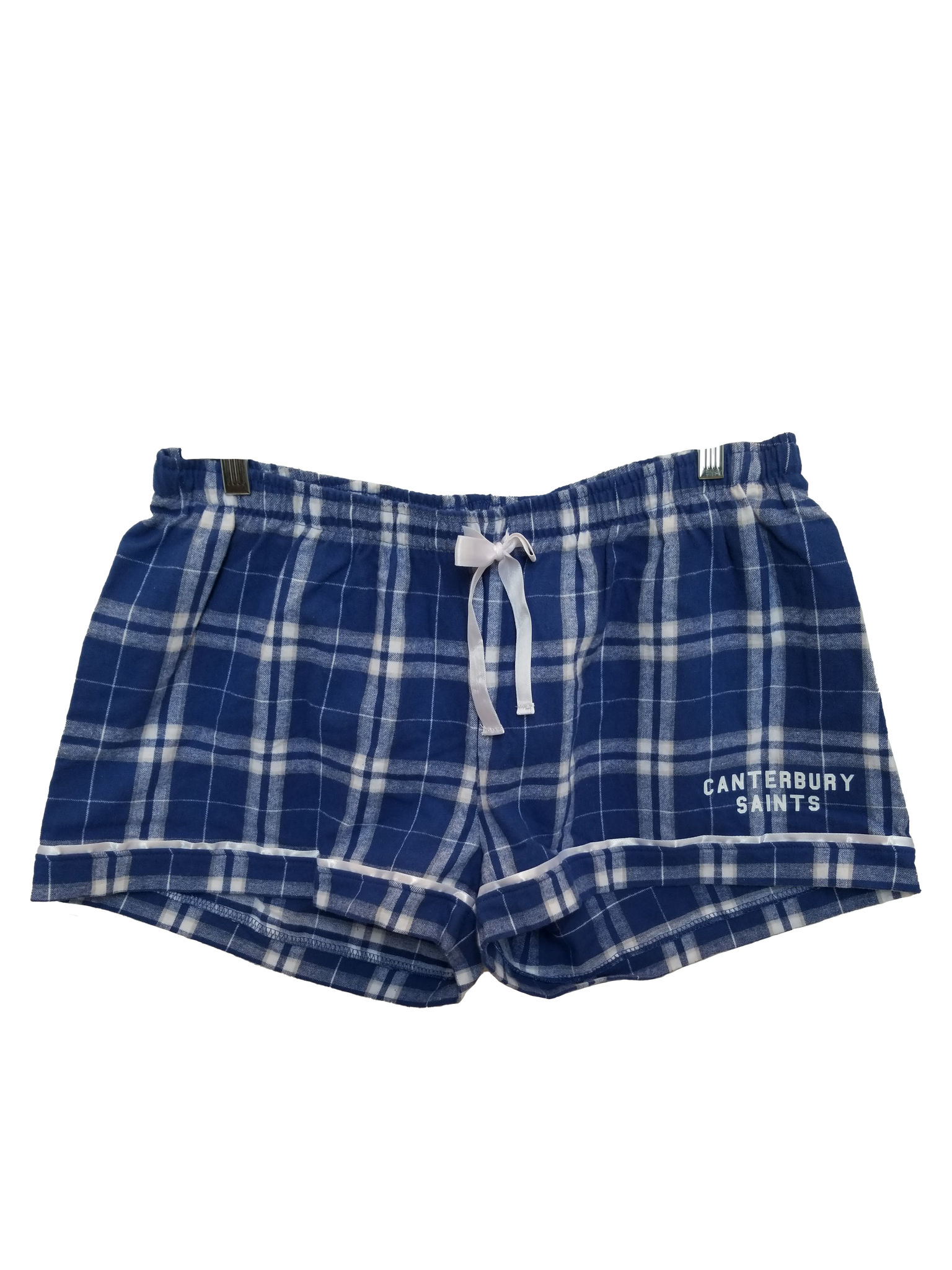 Ladies Boxer PJ Shorts Blue Plaid