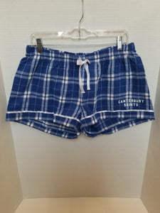 Ladies Boxer PJ Shorts Blue Plaid