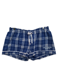 Ladies Boxer PJ Shorts Blue Plaid
