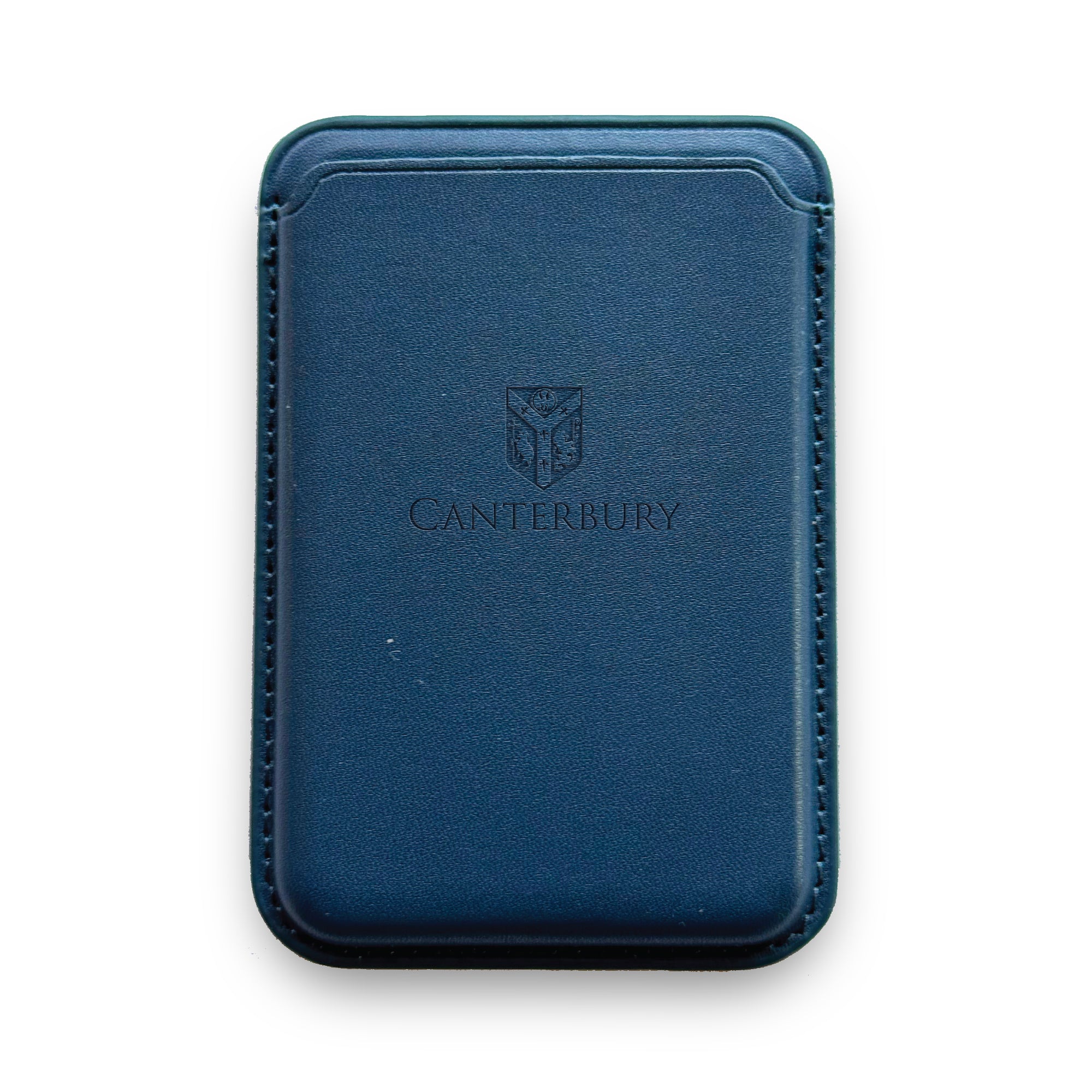 Leather magnetic phone wallet navy